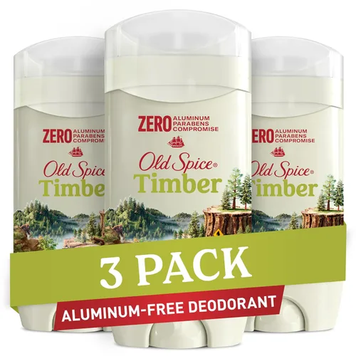 Old Spice Desodorante sin aluminio para hombres, Timber con sándalo, protección contra olores 24/7, 3 oz (paquete de 3)