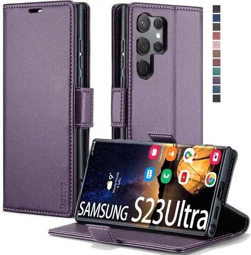 Miniatura 38 de Funda para Samsung Galaxy S23 5G, funda tipo cartera para Samsung Galaxy S23 5G con bloqueo RFID, tarjetero y función atril magnético, funda