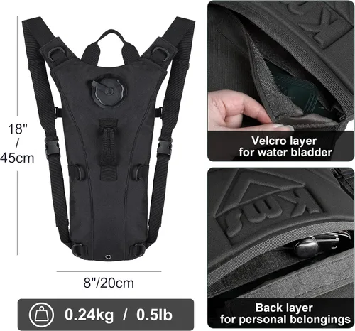 Miniatura 3 de Mochila de hidratación con vejiga de agua de 3 L, mochila táctica de agua ligera, paquete de hidratación para senderismo, ciclismo, correr