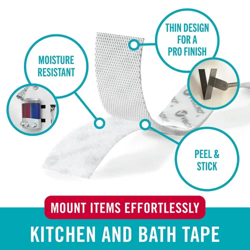 Miniatura 2 de Cinta de montaje para cocina y baño de la marca VELCRO. Diseño delgado resistente a la humedad para montaje empotrado. Rollo resistente de 3 metros