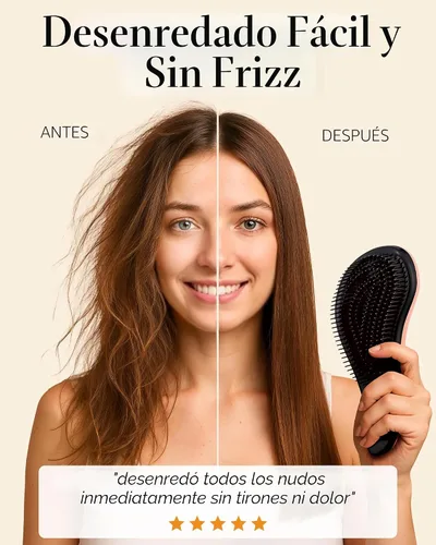 Miniatura 2 de Cepillo desenredante para cabello grueso, rizado y lacio, cerdas flexibles, para cabello húmedo y seco, color lirio de Inglaterra, oro rosa Oro rosa