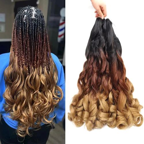 Miniatura 19 de Cabello rizado francés para trenzar de 12 pulgadas, 8 paquetes de cabello rizado preestirado para trenzas de caja, rizos franceses, trenzas