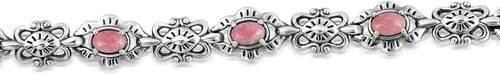 Miniatura 36 de American West Jewelry Pulsera de plata de ley con piedras preciosas de eslabones de concha, tallas pequeñas a grandes