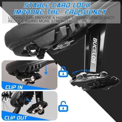 Miniatura 2 de BUCKLOS SPD - Pedales de clip para bicicleta de montaña MTB, pedales de doble cara sin cliente, bicicleta de carretera, rodamientos sellados, clips