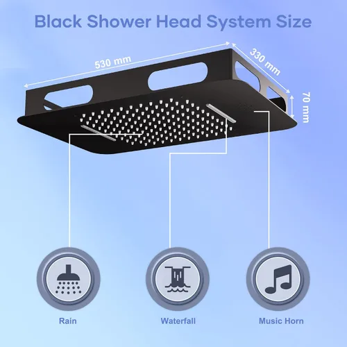 Miniatura 6 de Sistema termostático de ducha de lluvia, sistema de ducha inteligente LED de 23 pulgadas con chorros corporales y de mano, sistema de ducha