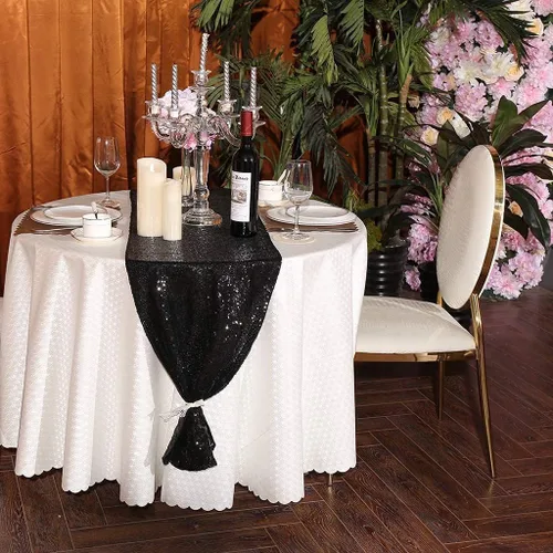 Miniatura 3 de Camino de mesa de lentejuelas negras de 12 x 72 pulgadas, paquete de 6 caminos de mesa con purpurina para decoración de fiestas, baby shower