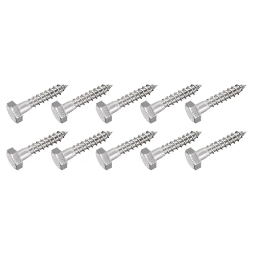 Miniatura 24 de METALLIXITY Tornillos hexagonales (M6 x 1.575 in), 10 unidades, pernos de madera autorroscantes de acero inoxidable 304, para aplicaciones domésticas