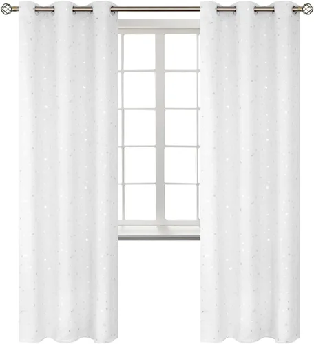 Miniatura 131 de BGment Cortinas opacas para dormitorio infantil, con aislamiento térmico, con ojales, estampado de estrellas plateadas, cortinas para oscurecer