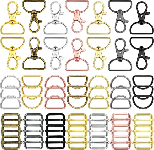 56 piezas de anillos en D para herrajes de bolso, herrajes para bolso para confección de bolsos, hebillas artesanales (color mixto, 30 mm)