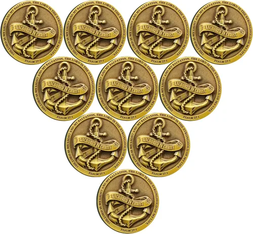 Miniatura 7 de Moneda de desafío anclada en Cristo, símbolo de fe y fuerza, ficha de abrazo de bolsillo cristiana (moneda individual)