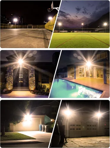 Miniatura 7 de Viugreum Luz de inundación LED de 100 W, 8000 lúmenes, 3000 K, blanco cálido, reflector delgado para exteriores, luces de seguridad impermeables