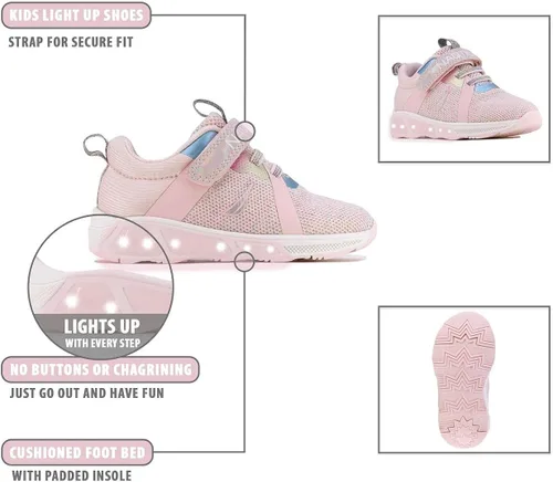 Miniatura 2 de Nautica Tenis deportivos con luz intermitente para niños con una correa a la moda y divertida para niños y niñas disponibles en tallas para niños