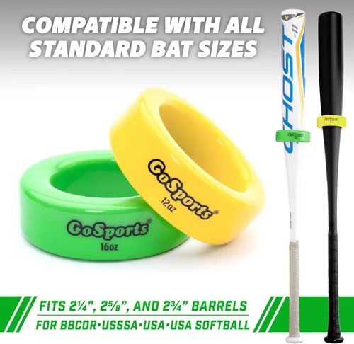 Miniatura 6 de GoSports Baseball and Softball Bat Weights - 2 Pack Baseball Donuts - 16 oz & 12 oz