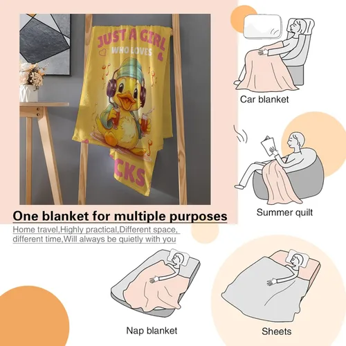 Miniatura 8 de Manta de goma amarilla de pato súper suave y acogedora para sofá, cama, regalos de patos para amantes de los patos, decoración de baño, ligera