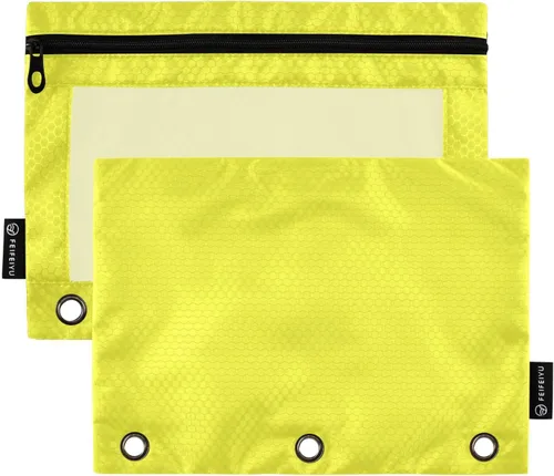 Miniatura 14 de Gredecor Estuche para lápices con 3 anillos con cremallera negra, paquete de 2 unidades, organizador de carpetas transparentes para ventana escolar