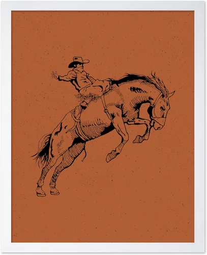 Miniatura 46 de Poster Master Póster de Rodeo marrón – Estampado retro de vaquero sobre caballo – Arte de vaquero – Arte occidental – Arte del salvaje oeste