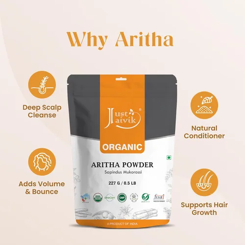 Miniatura 5 de Polvo de aritha certificado 100% orgánico (polvo de nuez de jabón) 8.01 oz/0.5 libras/08 oz - Producto orgánico de limpieza y acondicionamiento