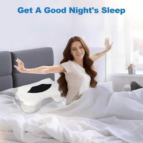 Miniatura 6 de Almohada para dormir de lado con orificios para los brazos, almohada de espuma viscoelástica para alivio del dolor cervical de cuello, hombros