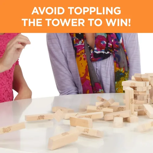 Miniatura 13 de Hasbro Gaming Jenga - Juego de torre tambaleante de bloques de madera apilables Juegos de fiesta para niños y familias Regalitos Edades 6+