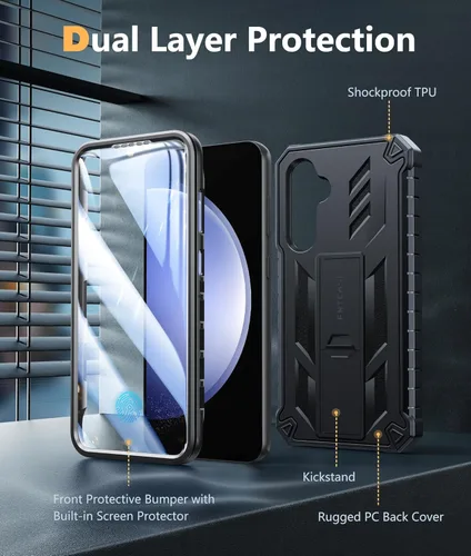 Miniatura 7 de FNTCASE para Samsung Galaxy S23-FE Funda: Funda protectora dura de grado militar con atril Protector de pantalla Funda protectora a prueba