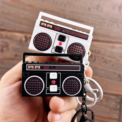 Miniatura 5 de Mini llavero grabador de cinta acrílica de los años 90, llavero de cinta retro para parejas, regalo para parejas, radio y televisión, llave