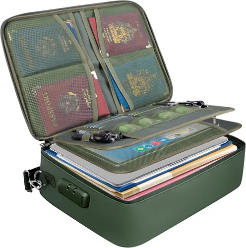 Miniatura 15 de BALEINE Caja de Documentos Ignífuga con Cerradura, Bolsa de Documentos Ignífuga Portátil Impermeable Cajas de Archivos Ignífugas para Documentos