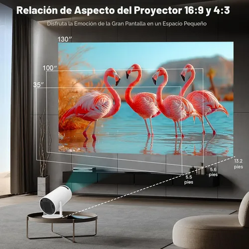Miniatura 4 de Mini proyector, proyector portátil HY300 PRO, compatible con 4K 1080P con doble banda WIFI6 5G inalámbrico 5.0 Bluetooth Android 11, rotación