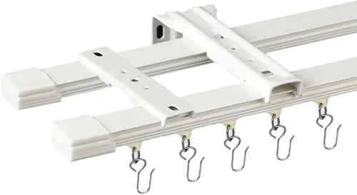 Soporte de pared de doble cortina, riel de cortina unido en el techo, barra resistente para sala de estar (longitud 6 pies)