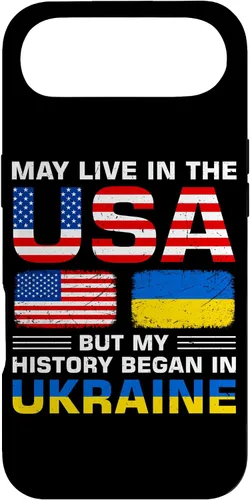 Miniatura 26 de Funda para iPhone 13 Pro Max con la bandera de Ucrania y la bandera de Estados Unidos con raíces ucranianas