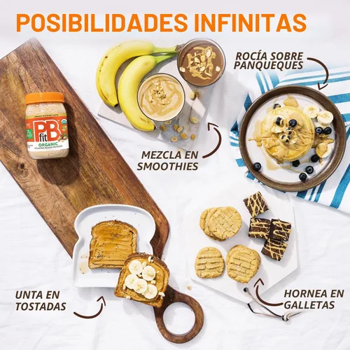 Miniatura 7 de PBfit Polvo de mantequilla de maní orgánico de 8 onzas, maní en polvo para untar de maní prensado asado real, 7 g de proteína 7% DV, sin gluten, 60