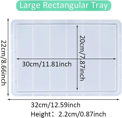 Miniatura 7 de Rolin Roly Moldes rectangulares grandes de resina para bandeja de silicona, molde de fundición, molde de epoxi para plato de bricolaje, soporte
