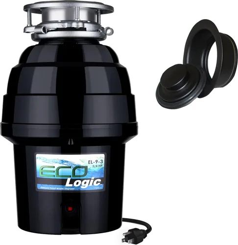 Miniatura 15 de Eco Logic EL-9-DS-BN 9 Deluxe Designer Series - Eliminador de residuos de alimentos con brida de fregadero de níquel cepillado, 3/4 HP Brida
