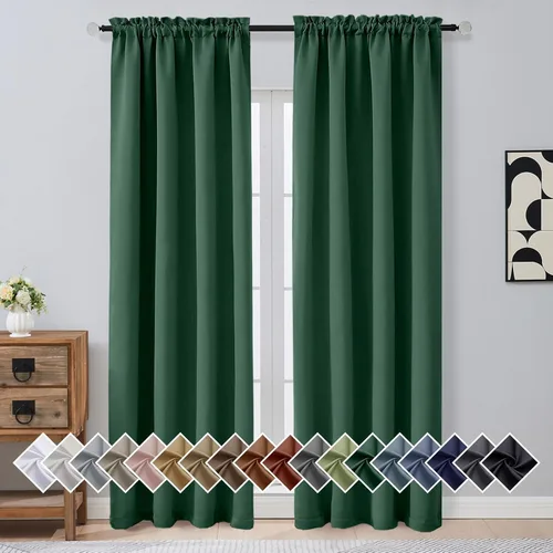 Miniatura 121 de OVZME Cortinas opacas turquesa para tratamiento de ventanas pequeñas, cortinas cortas con bloqueo de luz para ventana de cocina sobre el fregadero
