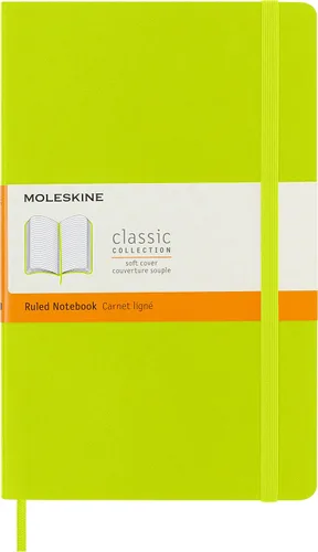 Moleskine - Cuaderno clásico, tapa blanda, tamaño L (5 x 8.25 pulgadas), a rayas/rayado, verde mirto, 192 páginas