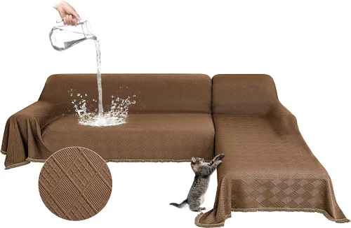 Miniatura 20 de Fundas impermeables para sofá modular en forma de L, 2 piezas, lavable, en forma de L, protector de muebles acolchado de jacquard para perros, Gris
