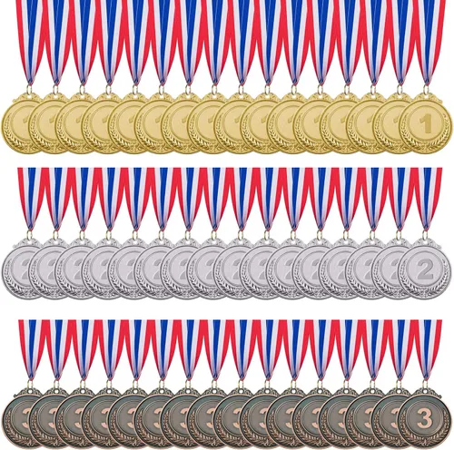 Miniatura 8 de 12/24/48/96 Piezas Medallas de Premio Oro, Plata y Bronce, Medallas de Campeón Estilo Olímpico Oro, Plata y Bronce Premios para Deportes, Oro Plata