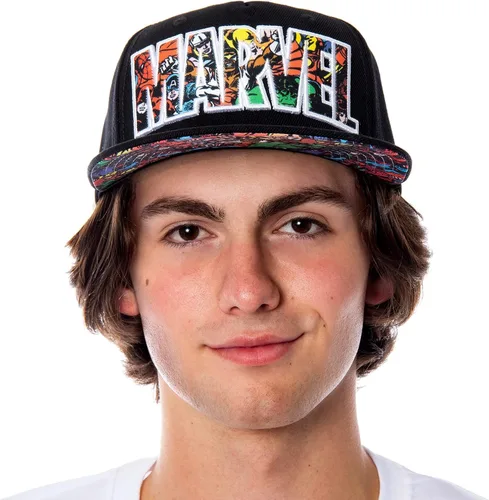 Miniatura 4 de Bioworld Marvel Comic Logo Sublimated Bill Snapback Gorra Gorra Negro, Negro, talla única