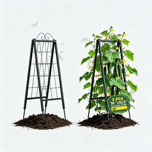 Miniatura 7 de Zhongma Paquete de 4 enrejados de metal de 24 pulgadas para plantas en macetas que trepan, interior y exterior, enrejado de soporte para plantas