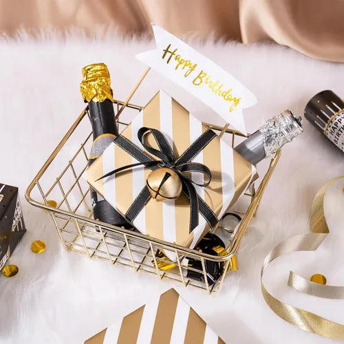 Miniatura 4 de LeZakaa Rollo de papel de regalo reversible de cumpleaños para niños y hombres, letras de feliz cumpleaños, pastel de cumpleaños con lámina metálica