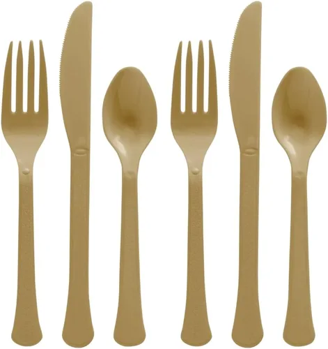 Miniatura 10 de Juego de cubiertos surtidos de plástico de cáscara de naranja (24 piezas) – Utensilios duraderos y elegantes, perfectos para fiestas, eventos y uso