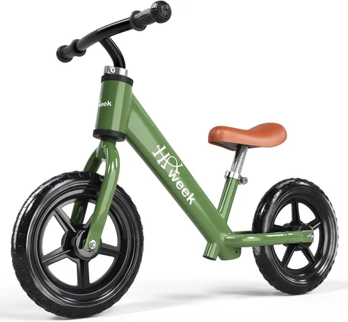 Bicicleta de equilibrio para niños pequeños HAWEEK de 12 pulgadas, bicicleta de entrenamiento sin pedales para niños de 24 meses a 5 años, ajustes