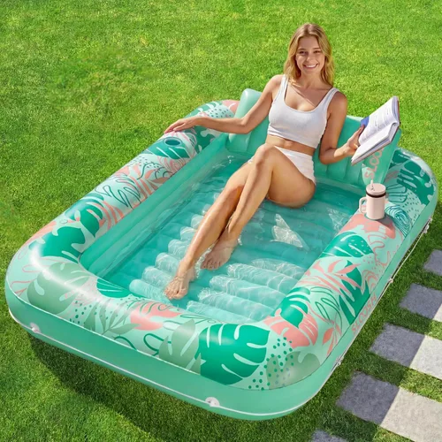 SLOOSH Flotador inflable para tumbona de piscina, 70 x 46 pulgadas, flotadores de piscina para adultos con almohada, flotador 4 en 1 para balsa de