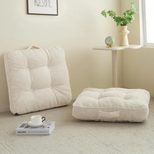 Miniatura 54 de HIGOGOGO Cojín de suelo para adultos, cojín de meditación, grande y redondo, funda de pana copetuda, para sala de estar o yoga, 22 x 22 pulgadas