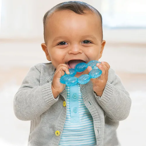 Miniatura 2 de Infantino Mordedores de Agua – Exploración Sensorial, Dentición, Alivio de Encías Doloridas con Enfriamiento y Masaje, Lima y Azul, Pack de 3