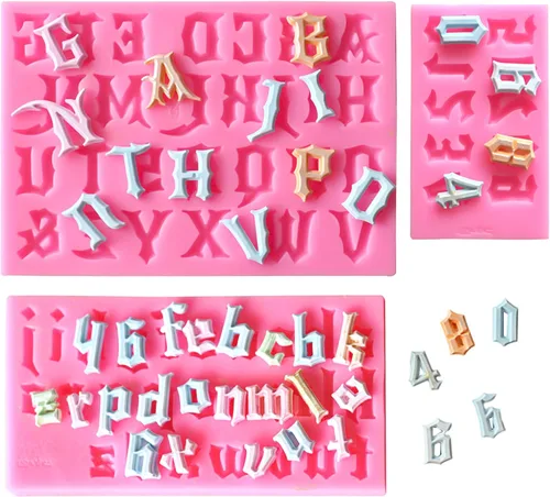 Moldes de letras y números, moldes de silicona de números 0-9 y 26 letras, moldes de fondant para chocolate, cortadores de galletas, para hornear