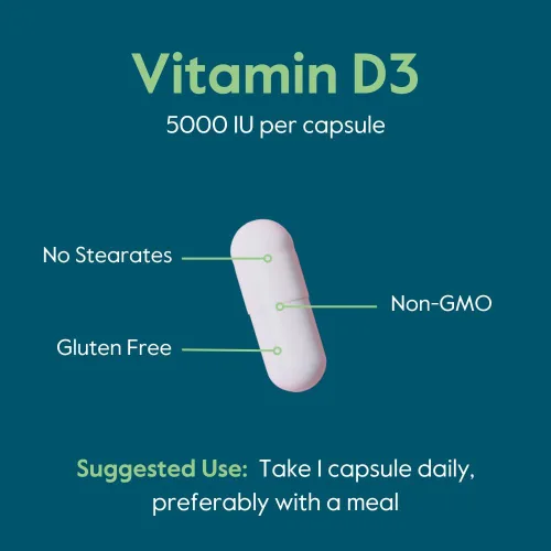 Miniatura 6 de BESTVITE Vitamina D3 5000 UI (365 cápsulas) - Sin estearatos - Sin OMG - Sin gluten - 1 año de suministro de vitamina D