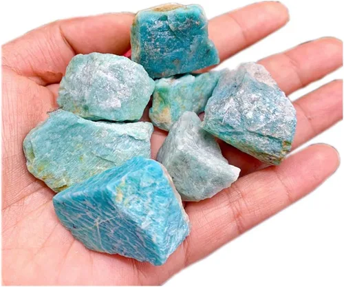 AITELEI Piedra natural de cristal de amazonita de 1 libra, piedras de roca originales crudas, colección curativa, piedra mineral para pulir, pulido