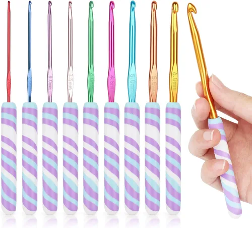 Miniatura 12 de Coopay Ganchos de ganchillo cálidos para abuela, agujas de ganchillo de agarre suave de aluminio para ganchillo, gancho de tejer para manualidades