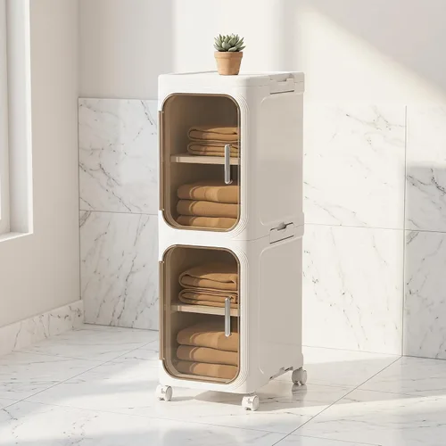 Miniatura 11 de KHNR Armario de almacenamiento de baño delgado de 3 niveles, gabinetes de almacenamiento plegables, almacenamiento de baño estrecho, organizador