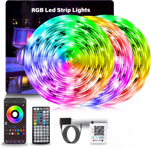 Miniatura 6 de NBBUFF - Luces LED para dormitorio de 300 pies (2 rollos de 150 pies), tira de luces LED RGB con sincronización de música y cambio de color, control
